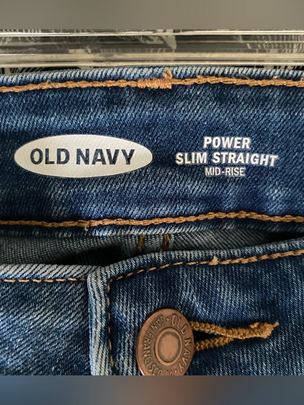 Old Navy Mid Rise Power Slim Straight Jeans 6 - Picture 2 of 4